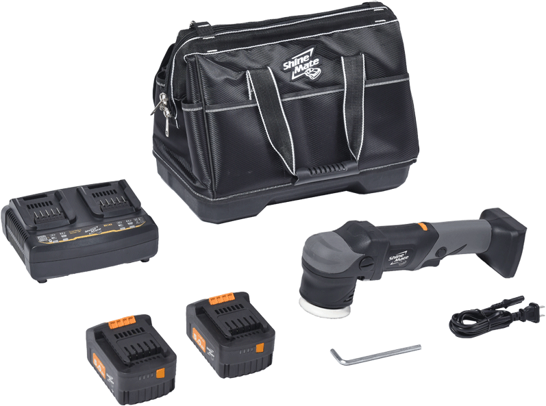 Shinemate EB251-6 Cordless Rotary Polisher + acculader + 2 accu's + opbergtas